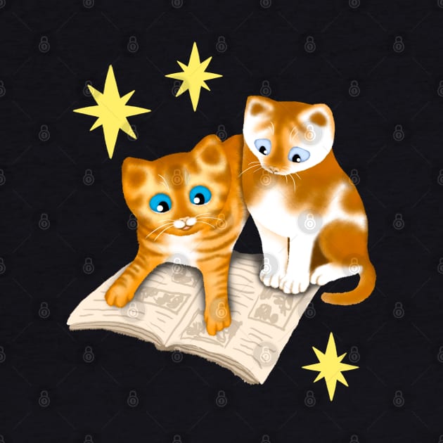 Two Ginger Kittens Reading by illucalliart